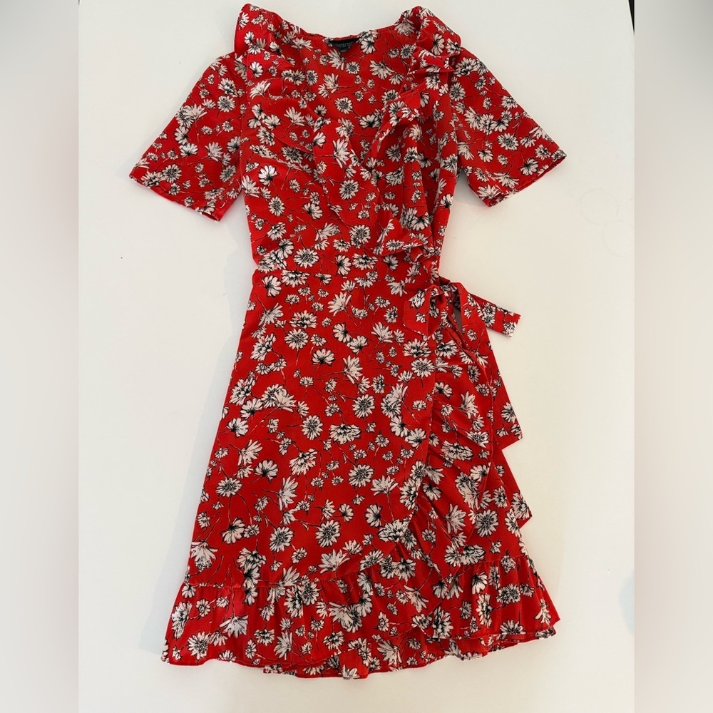 Topshop Red Floral Mini Dress
